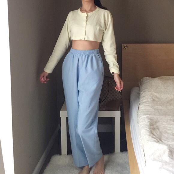 Vintage Baby Blue Pants By Donnkenny Petite.-CA4 - Picture 1 of 8